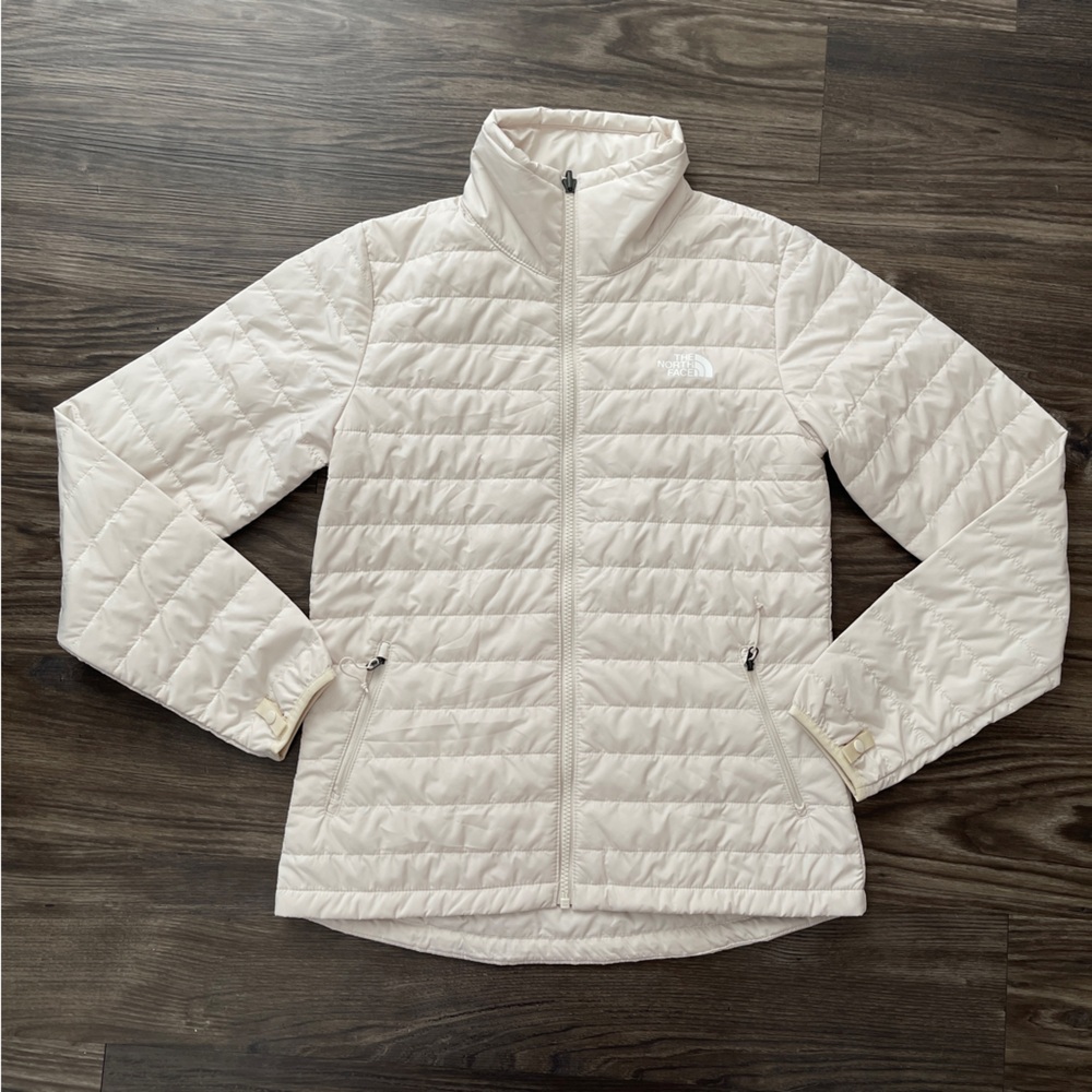 The North Face Lightweight Quilted Jacket Cream Ivory Full Zip